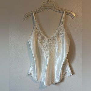 Vintage Maidenform Chantilly Lace White Satin Camisole Cami Top 36